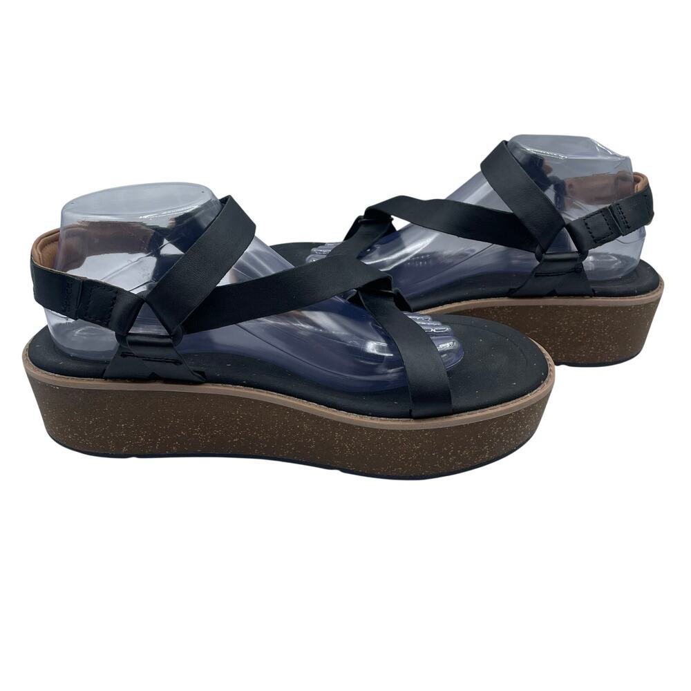 Teva Leather Zymic Platform Wedge Sandal Black Womens 11 - Picture 6 of 8